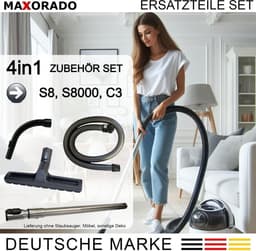 Maxorado Stofzuiger Set 4-delig - Parket vloermondstuk + handgreep + slang + telescopische buis - geschikt voor Miele C3, S8 Serie, en vele andere modellen — thumbnail 1