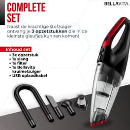 BELLAVITA ® Kruimelzuiger - Kruimeldief - 2026 Model - Handstofzuiger - Snoerloos - Kruimelzuiger Nat & Droog - 3 Opzetstukken - HEPA Filter - LED Verlichting - Extra Krachtig - Auto - Stofzuiger — thumbnail 3