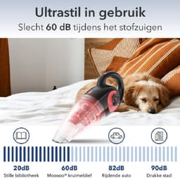 Moosoo Kruimeldief Snoerloos - Handstofzuiger - Nat&Droog - Kruimelzuiger Sterke zuigkracht 8500PA met opzetstukken oplaadbaar - kruimeldieven- kruimeldief snoerloos- Kruimelzuiger draadloos - M4 - Zwart Rood — thumbnail 5