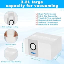 12 stuks stofzakken, accessoires, geschikt voor Ecovacs Deebot X1 Omni & X1 e Omni & T20 Omni & T20e Omni, X1 Turbo afzuigstation, 3,2 l, grote antibacteriële stofzak met haarreinigingsborstel — thumbnail 5