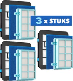 JC's ® - 3 STUKS Filter set geschikt voor Philips PowerPro Compact and Power Pro Active en City filterset Stofzuiger FC8010/02 FC8010/01 HEPA allergie — thumbnail 1