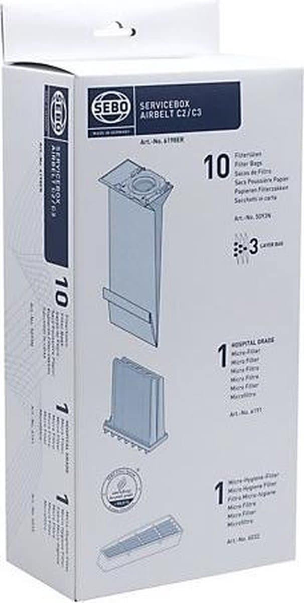 SEBO - STOFZUIGERZAKKEN  C2/C3 - Verp. 10st. + Micro - S6198ER — afbeelding 1
