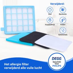 DEGG® - Hepa Filterset - Geschikt voor Philips PowerPro Compact, PowerPro Active Series - Vervangt FC8058/01 - Stofzuigerfilter - VOORDEELVERPAKKING - 3 SET(S) — thumbnail 3