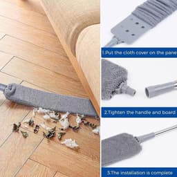 Microfiber Stofwisser - Stofmop Lange Steel - Stofvrij Huis - Buigbare Platte Kop - Uitschuifbaar - Grijs — thumbnail 5