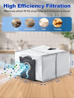 Herbruikbare Stofzakken - Reserveonderdelen Robot - Stofzuigen Schoonmaken - Met Rits Wasbaar - 4 Liter Capaciteit - Grijs — thumbnail 2