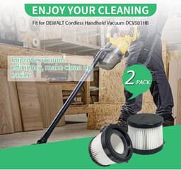 Twee sets vervangende HEPA-filtersGeschikt voor DCV501HB en DCV5011H. Filters voor draadloze handstofzuigers, inclusief 4 schuimrubberen filterhoezen en 1 borstel. — thumbnail 2