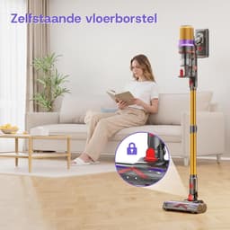 Draadloze Stofzuiger - Steelstofzuiger Krachtig - Huishoudelijk Schoonmaken - Slimme Zuigkracht Sensor - 80 Min Werktijd - Zwart — thumbnail 4