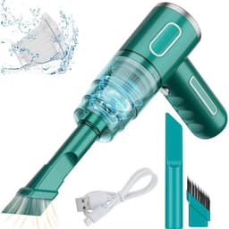 3-in-1 mini-stofzuiger, autostofzuiger, mini draagbare stofzuiger, USB oplaadbaar, 290.000 Pa, 28W, 36V, met borstelkop (groen) — thumbnail 1