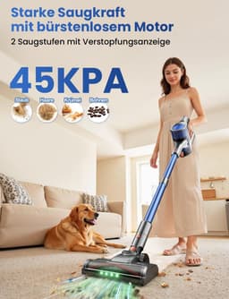 Draadloze Stofzuiger - Steelstofzuiger Elektrische Bezems - Gemakkelijk Huis Schoonmaken - 45KPa Zuigkracht - 12 Liter Capaciteit - Blauw Grijs — thumbnail 5