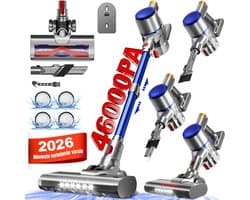 Elekiatech Steelstofzuiger - 46000Pa - 50 Minuten Gebruikstijd - 8 Kegel Filtersysteem Steelstofzuiger Draadloos - 1,5 L Stofbak - 2200 mAh Accu - voor Tapijten en Harde Vloere - Blauw