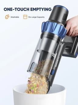 Steelstofzuiger - Vacuum Cleaner - Draadloze Stofzuiger- Kruimeldief Snoerloos - 500W - 48KPA Zuigkracht - Handstofzuiger - Tot 55 Min Oplaadtijd - Anti-Winding Borstel en 1.5L Groot Stofreservoir - voor Tapijt, Vloer & Auto — thumbnail 3