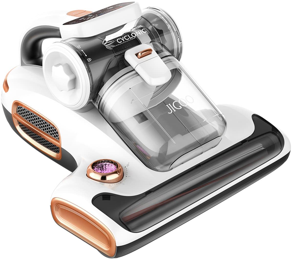 JIGOO T600 Matrasstofzuiger voor Bedden – Dubbel Cup-ontwerp, 99,99% Huisstofmijtverwijdering met Geurverspreidingssysteem, Wit, EU-stekker — afbeelding 1