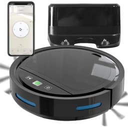 Smart Robot stofzuiger met borstels en dweil functie in gratis Tuya en Smartlife app. zwart — thumbnail 1