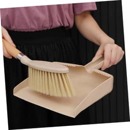 Stofblik en Bezemset - Mini Schoonmaakset - Bureau Schoonmaken - Compact Ontwerp - 32 cm - Beige — thumbnail 5