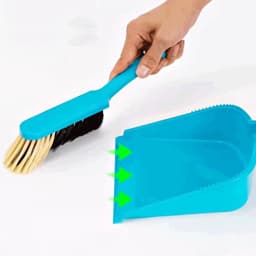 Stoffer en blikset - Reinigingsset - Bureau schoonmaken - Opklikbare opslag - 33 cm - Blauw — thumbnail 4