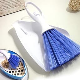 Mini Stofblik en Borstel - Tafelblad Reinigingsset - Kleine Oppervlakken Schoonmaken - Draagbaar en Compact - 1 stuk - Wit Blauw — thumbnail 3