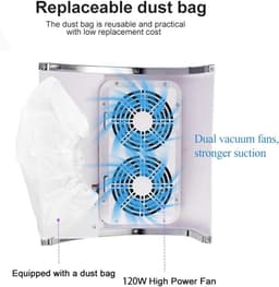 Nagel Stofafscheider - Nagelstofzuiger Machine - Nagel Verzorging - Sterke Windkracht - 2 Fans - Wit — thumbnail 5