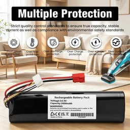 Stofzuiger Accu - Vervangende Batterij - Huishoudelijk Werk - Snelle Installatie - 14.4V 2600mAh - Zwart — thumbnail 2