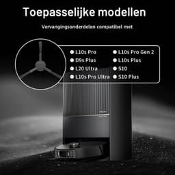6 Stuks zijborstels - geschikt voor Dreame L10s Pro Ultra - Accessoires voor Dreame L40, L20, D20, S20, S10, S30, W10S, Mova E30 Ultra - zwart — thumbnail 4