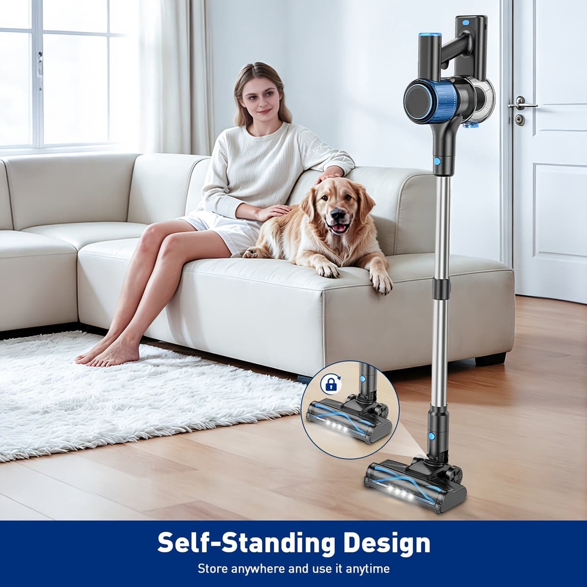 Draadloze Stofzuiger Blauw - 400 W Vermogen - 1,5 Liter Inhoud - Zakloos - HEPA Filter - Voor Tapijt En Harde Vloeren — afbeelding 1