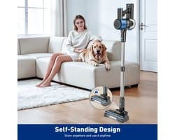 Draadloze Stofzuiger Blauw - 400 W Vermogen - 1,5 Liter Inhoud - Zakloos - HEPA Filter - Voor Tapijt En Harde Vloeren