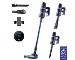 Samako Steelstofzuiger Draadloos - 450W - Kruimeldief - 3 Opzetstukken - Stofzuiger 32kPa zuigkracht - Zonder zak op accu - CleanDetect