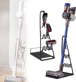 Stofzuigerstandaard Met Opbergruimte – Stevig Ijzer En Ruimtebesparend – Eenvoudig Te Installeren – 62 cm Hoog En Geschikt Voor De Meeste Steelstofzuigers – Voor Thuis En Studentenkamer – Zwart — thumbnail 1