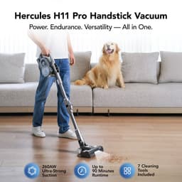 JIMMY Hercules H11 Pro Draadloze Steelstofzuiger - 260AW - Verwijderbare accu - Automatische zuigregeling - Donkergrijs — thumbnail 3