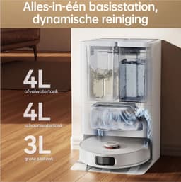 Robotstofzuiger met dweilfunctie, 8150 Pa zuigkracht met heteluchtdroging, anti-klit zijborstel, obstakelvermijding, LiDAR-navigatie, alles-in-één basisstation — thumbnail 2