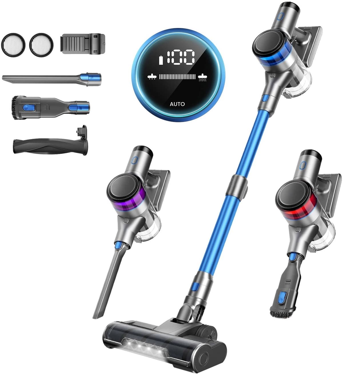 Sellino Stofzuiger - Draadloze Steelstofzuiger - Handstofzuiger - 400W - 4 Reinigingsstanden - Krachtige Zuigkracht - Blauw — afbeelding 1