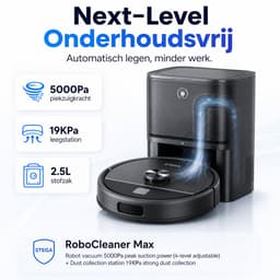 STEGA RoboCleaner Max - Robotstofzuiger met Leegstation en Dweilfunctie - 5000 Pa - LDS Lasernavigatie - App - 150 min — thumbnail 2