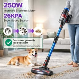 Draadloze Steelstofzuiger - Handstofzuiger Krachtig - Huis Reinigen - HEPA Filtratie - 60 Minuten Looptijd - Blauw — thumbnail 3