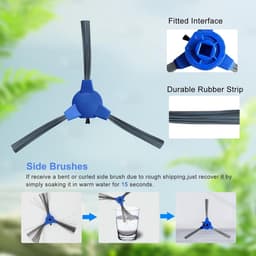 Vervangingsonderdelenset voor de Eufy robotstofzuiger: hoofdborstel, zijborstel en filterkap. — thumbnail 3