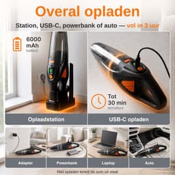 Kruimeldief Snoerloos 20.000 Pa – 30 min – HEPA – Autostofzuiger Oplaadbaar – Handstofzuiger – Kruimelzuiger – Draadloze Stofzuiger – Woodoro — thumbnail 5