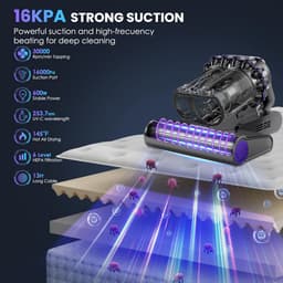Krachtige Matrasstofzuiger met UV-C Licht en Hoge Verwarmingstechnologie - 16 kPa Zuigkracht, Draagbaar en Effectief — thumbnail 2