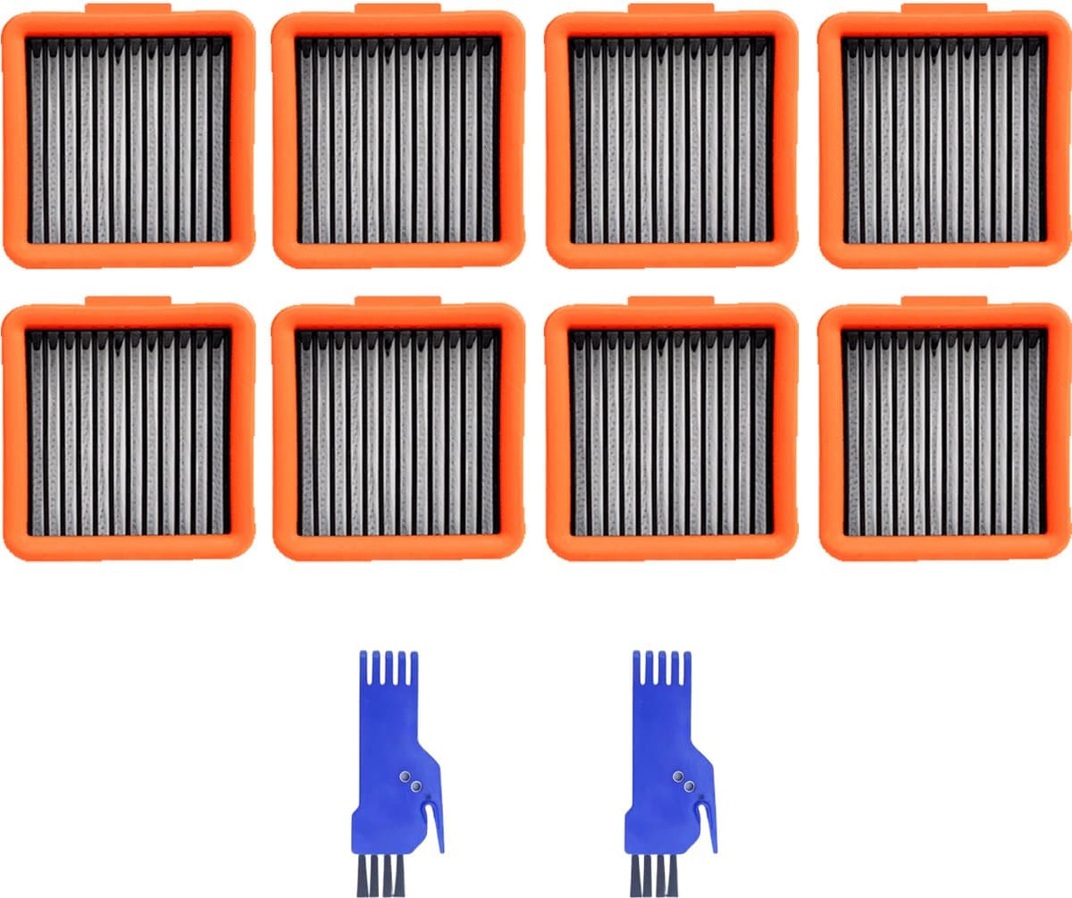 8 STUKS HEPA filter - geschikt voor UWANT D100 - D100 PLUS - D100 PRO - V8 & V10 - D5 - D5 PRO - A60 - A100 - A558 - voor robotstofzuiger - 62*57*29mm - met reinigingsborstel — afbeelding 1