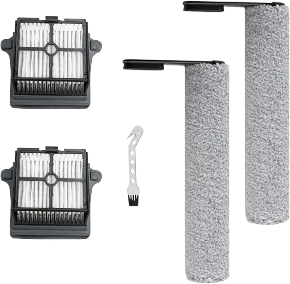 Accessoiresset - geschikt voor Tineco FLOOR ONE S7 PRO - FLOOR ONE S6 - FLOOR ONE SWITCH S6 - FLOOR ONE SWITCH S7 - FLOOR ONE S7 COMBO - FLOOR ONE S7 FLASHDRY nat- en draadloze stofzuiger - 2 Rolborstel + 2 hepa filter + 1 reinigingsborstel — afbeelding 1