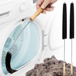 KZQ Reinigingsset voor ventilatiekanalen van drogers (2-delig) - Huishoudelijke schoonmaakmiddelen, roestvrij staal 304, pluizenborstel voor drogers, essentiële pluizenverzamelaar voor huishoudelijk gebruik, stofafzuiger, stofzuigerborstel — thumbnail 1