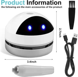 Draagbare Mini Tafeldstofzuiger - Draadloos, USB Oplaadbaar, Hoge Zuigkracht voor Bureaus — thumbnail 5