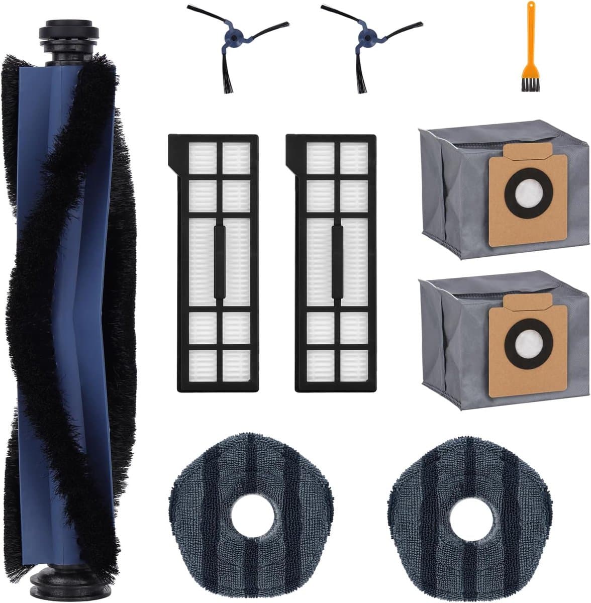 10-delige accessoireset Geschikt voor Eufy X10 Pro Omni Vacuüm Cleaner Robot - Reserveonderdelen - 1 Hoofdborstel - 2 Zijborstels - 2 Cartridges - 2 Doeken - 2 Stofzakken - 1 Kleine Borstel — afbeelding 1