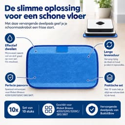 BukkitBow - Vervangende Dweilpads - Microvezel Dweildoeken Robotstofzuiger - Geschikt voor iRobot Braava 4200/5200/5200C/380/380T - 10 Stuks — thumbnail 4