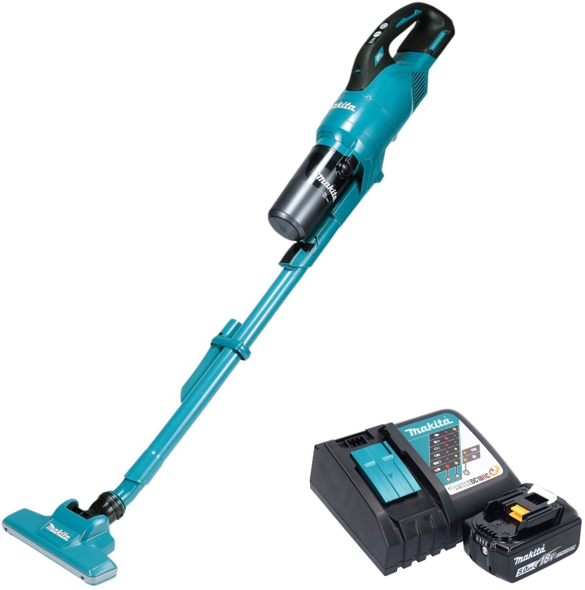 Makita DCL 286 FRT accustofzuiger 18 V 0,25 l borstelloos + 1x accu 5,0 Ah + oplader — afbeelding 1