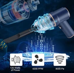 Blauwe, verbeterde Type-C-versie met 2 accu's van 1800 mAh (7,4 V), vloerborstel en laadstation. — thumbnail 4