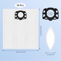 10 stuks stofzuigerzakken voor Kärcher nat/droogzuigers - Vervangende filterzakken geschikt voor WD4, WD5, WD6, MV4, MV5, MV6 modellen - Geschikt voor nat en droog gebruik — thumbnail 5