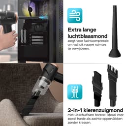 TurboTronic EQ7 Auto Stofzuiger - Handstofzuiger en Luchtcompressor in één - Kruimelzuiger- Mini stofzuiger - Zwart/Zilver — thumbnail 3