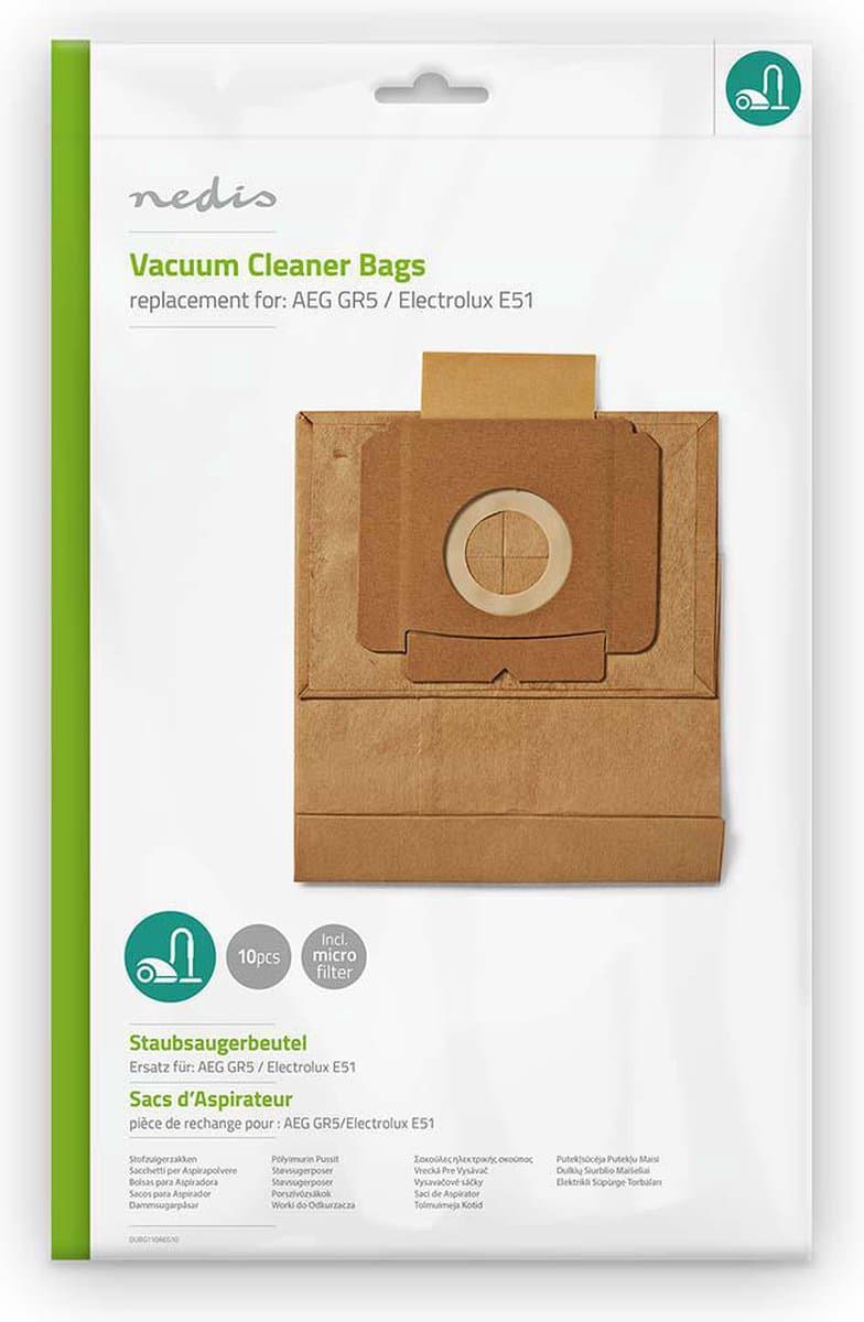 Nedis Stofzuigerzak - 10 Stuks - Papier - Meest verkocht voor: AEG / Electrolux - Bruin — afbeelding 1