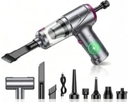 Elektrische draadloze handstofzuiger met ventilator: 12000 Pa autostofzuiger, ledlicht, borstelloze motor, 4-in-1 - ShopVlot