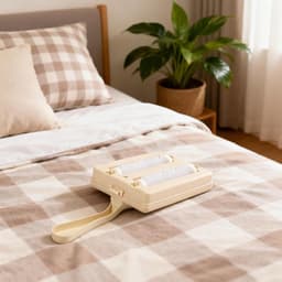 Handtapijtveger - Kruimelverzamelaar - Snel opruimen - Dubbele rolborstels - 26 cm lang - Beige — thumbnail 2