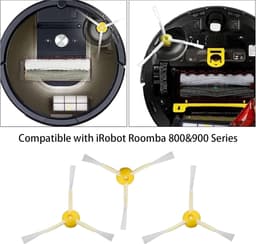 SnelShoppen - 6 Stks Vervangende Zijborstels voor iRobot Roomba 800 & 900 Serie - Robot Stofzuiger Onderdelen Accessoires - Kunststof Nylon Borstel Ki — thumbnail 3
