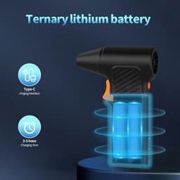 Elektrische Bladblazer - Luchtblazer Stofverwijderaar - Apparaten Reinigen - Krachtige 110.000 RPM - 2600mAh Batterij - Zwart — thumbnail 5